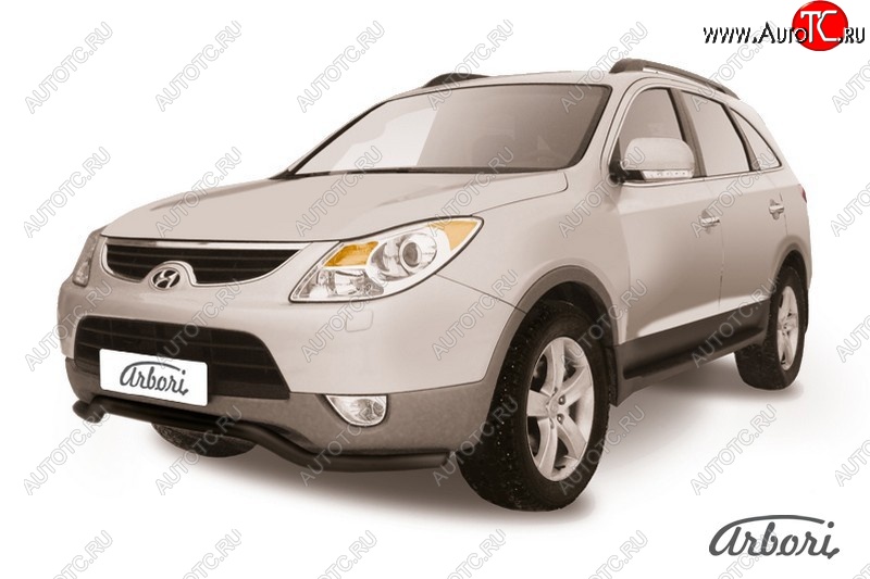 7 199 р. Защита переднего бампера Arbori (волна, черная, 1 труба d57 mm). Hyundai IX55 EN (2006-2013)  с доставкой в г. Кемерово
