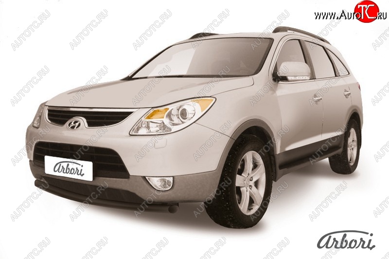7 199 р. Защита переднего бампера Arbori (черная, 2 трубы d57 и 57 mm) Hyundai IX55 EN (2006-2013)  с доставкой в г. Кемерово