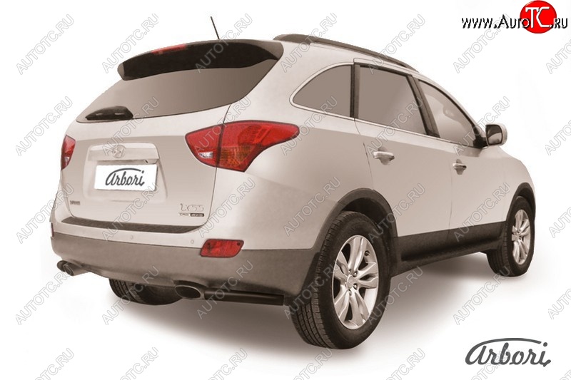 5 399 р. Защита заднего бампера Arbori (уголки, черная, 1 труба d57 mm). Hyundai IX55 EN (2006-2013)  с доставкой в г. Кемерово