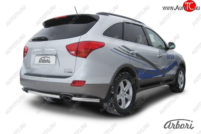 6 749 р. Защита заднего бампера Arbori (короткая, нержавейка, 1 труба d57 mm). Hyundai IX55 EN (2006-2013)  с доставкой в г. Кемерово