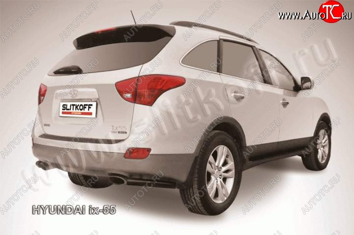 4 949 р. Защита заднего бампера из уголков d57 Slitkoff  Hyundai IX55  EN (2006-2013) (Цвет: серебристый)  с доставкой в г. Кемерово