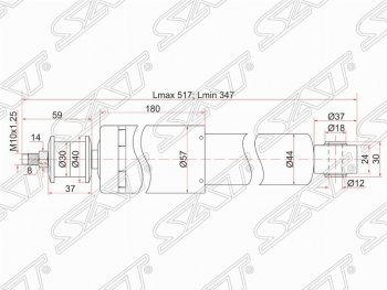 1 849 р. Амортизатор передний SAT  Hyundai Porter  HR (2005-2018), KIA Bongo  PU (2004-2025)  с доставкой в г. Кемерово. Увеличить фотографию 1