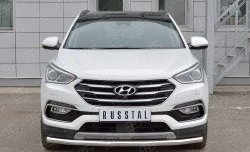 15 999 р. Защита переднего бампера (Ø63 мм, нержавейка, Premium) SLITKOFF  Hyundai Santa Fe  DM (2015-2019) рестайлинг  с доставкой в г. Кемерово. Увеличить фотографию 1