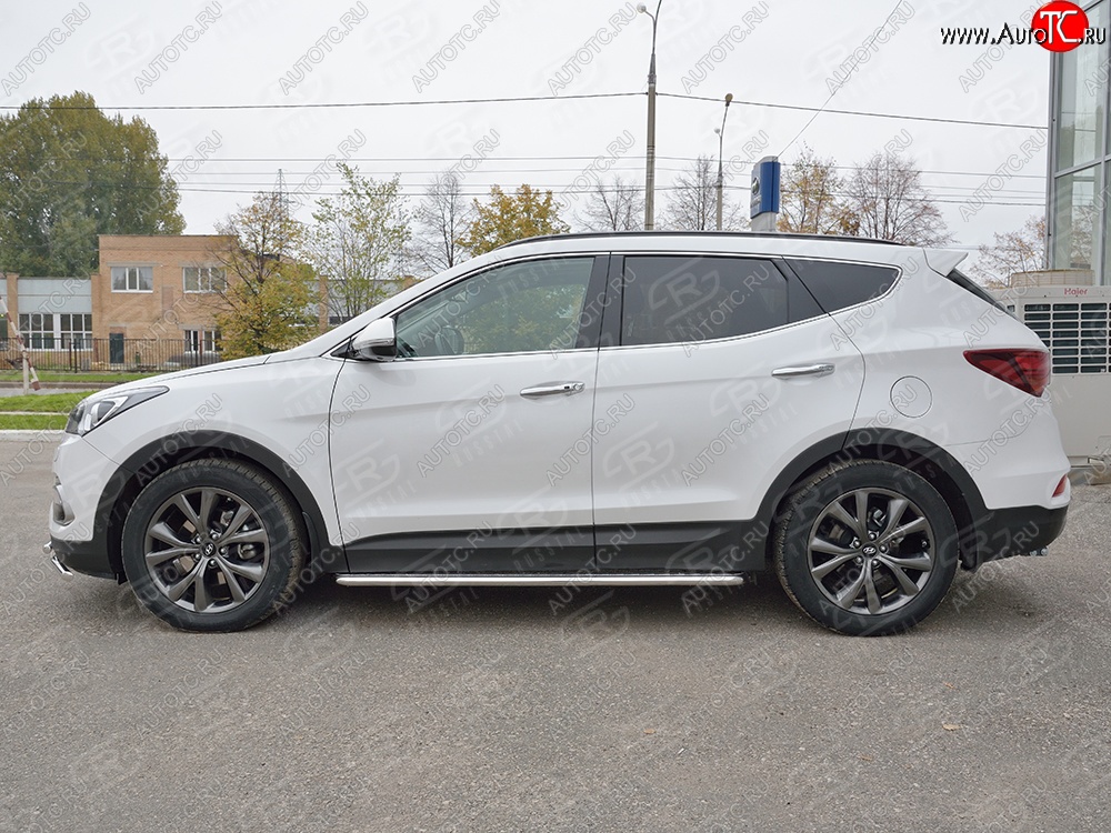 24 649 р. Широкая защита порогов с трубой диаметром 42 мм Premium SLITKOFF  Hyundai Santa Fe  DM (2015-2019) рестайлинг  с доставкой в г. Кемерово