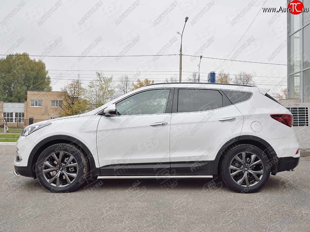 17 299 р. Защита порогов из круглой трубы диаметром 42 мм PREMIUM SLITKOFF Hyundai Santa Fe DM рестайлинг (2015-2019)  с доставкой в г. Кемерово