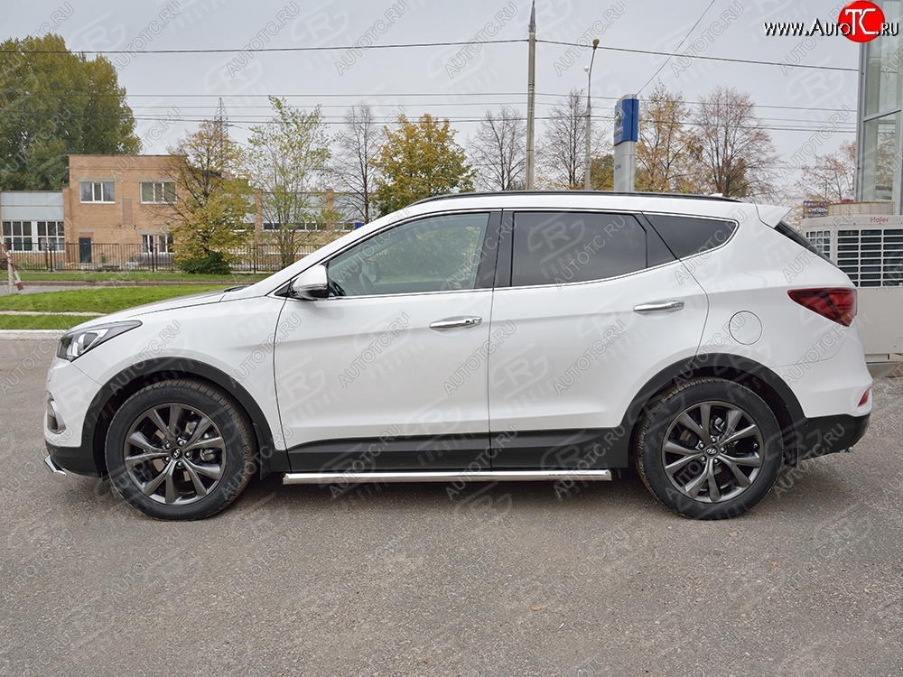 25 549 р. Защита порогов из круглой трубы диаметром 63 мм PREMIUM SLITKOFF Hyundai Santa Fe DM рестайлинг (2015-2019)  с доставкой в г. Кемерово