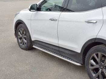 22 999 р. Широкая защита порогов с трубой диаметром 42 мм PREMIUM SLITKOFF v2  Hyundai Santa Fe  DM (2015-2019) рестайлинг  с доставкой в г. Кемерово. Увеличить фотографию 2