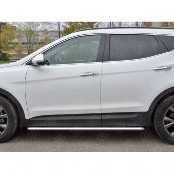 22 999 р. Широкая защита порогов с трубой диаметром 42 мм PREMIUM SLITKOFF v2  Hyundai Santa Fe  DM (2015-2019) рестайлинг  с доставкой в г. Кемерово. Увеличить фотографию 3