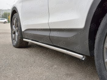 17 299 р. Защита порогов из круглой трубы d42 мм PREMIUM SLITKOFF v3 Hyundai Santa Fe DM рестайлинг (2015-2019)  с доставкой в г. Кемерово. Увеличить фотографию 2
