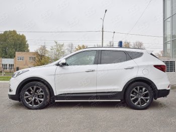17 299 р. Защита порогов из круглой трубы d42 мм PREMIUM SLITKOFF v3 Hyundai Santa Fe DM рестайлинг (2015-2019)  с доставкой в г. Кемерово. Увеличить фотографию 3