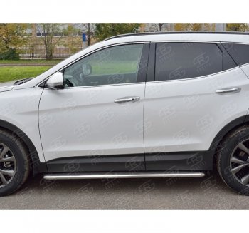Широкая защита порогов с трубой диаметром 42 мм PREMIUM SLITKOFF v3 Hyundai Santa Fe  DM (2015-2019) рестайлинг