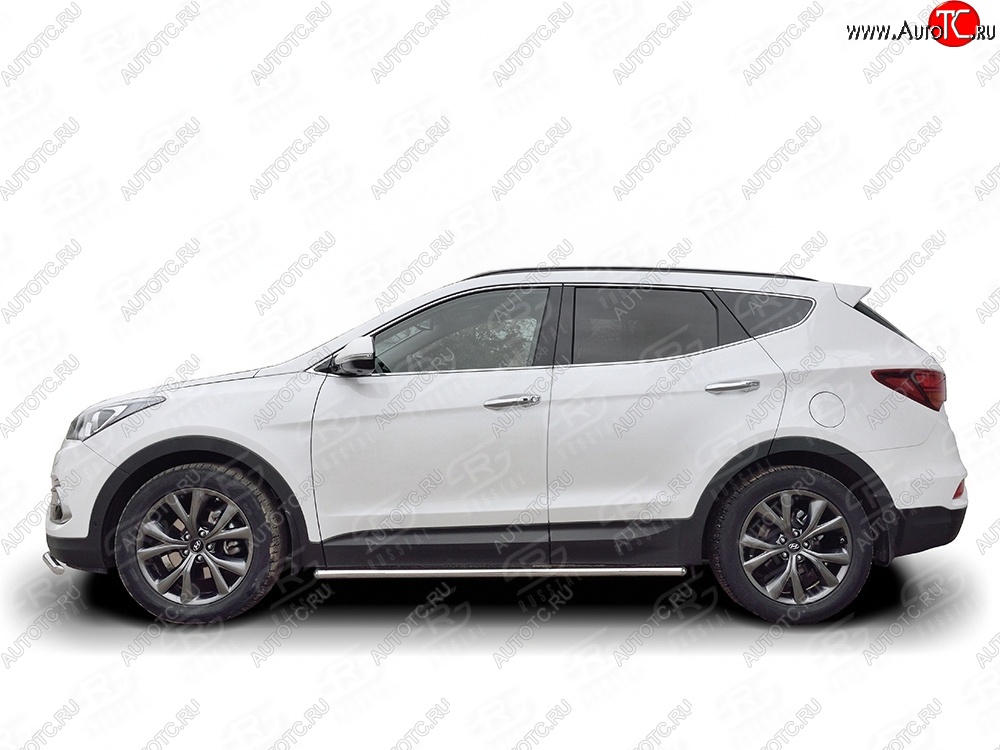 17 299 р. Защита порогов из круглой трубы d42 мм PREMIUM SLITKOFF v3 Hyundai Santa Fe DM рестайлинг (2015-2019)  с доставкой в г. Кемерово