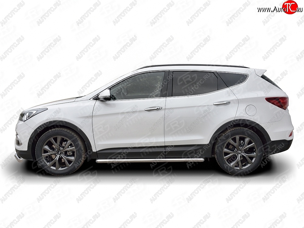 25 549 р. Защита порогов из круглой трубы диаметром 63 мм PREMIUM SLITKOFF v3 Hyundai Santa Fe DM рестайлинг (2015-2019)  с доставкой в г. Кемерово