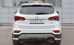 Защита заднего бампера (Ø63 мм уголки, нержавейка, Premium) SLITKOFF Hyundai Santa Fe  DM (2015-2019) рестайлинг