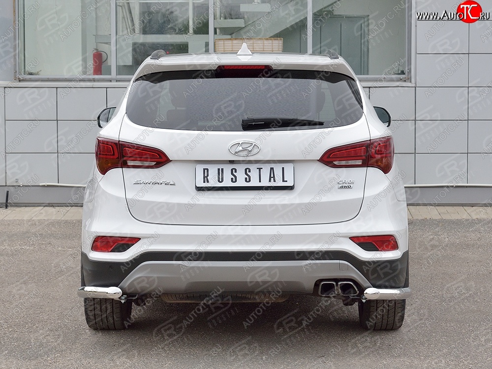 15 699 р. Защита заднего бампера (Ø63 мм уголки, нержавейка, Premium) SLITKOFF  Hyundai Santa Fe  DM (2015-2019) рестайлинг  с доставкой в г. Кемерово