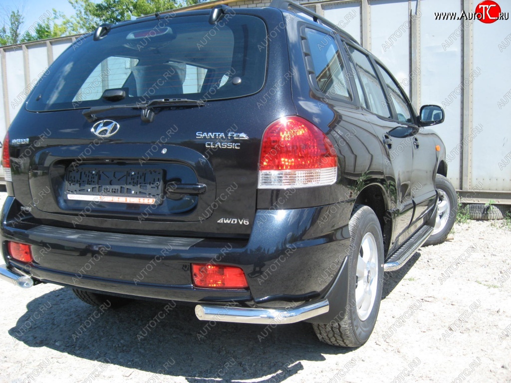 4 999 р. Защита заднего бампера из уголков d57 Slitkoff  Hyundai Santa Fe  SM (2000-2012) (Цвет: серебристый)  с доставкой в г. Кемерово