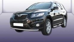 Одинарная защита переднего бампера из трубы диаметром 57 мм Slitkoff Hyundai Santa Fe  CM (2009-2012) рестайлинг