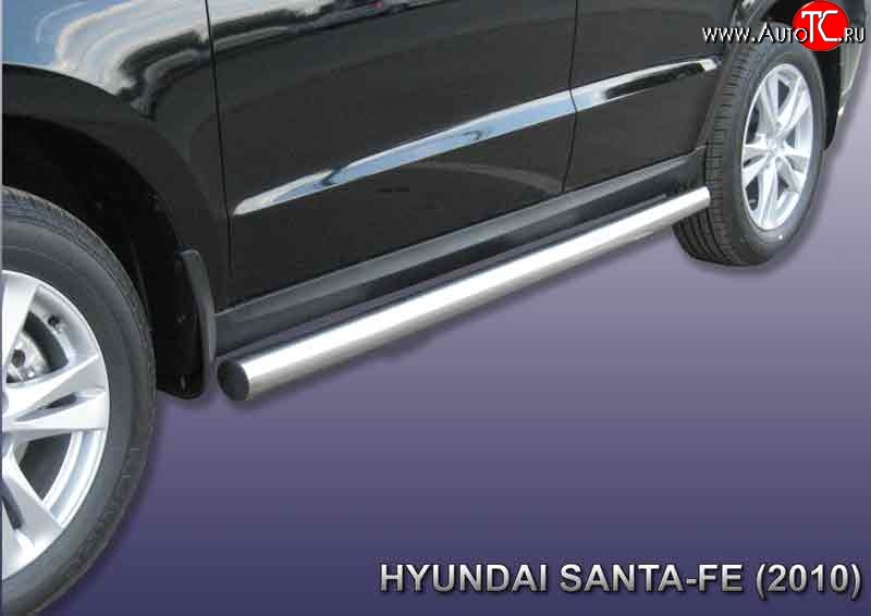 15 549 р. Защита порогов из круглой трубы диаметром 76 мм Slitkoff Hyundai Santa Fe CM рестайлинг (2009-2012) (Нержавейка, Полированная)  с доставкой в г. Кемерово