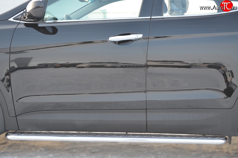 24 649 р. Широкая защита порогов SLITKOFF  Hyundai Santa Fe  DM (2012-2016) дорестайлинг  с доставкой в г. Кемерово