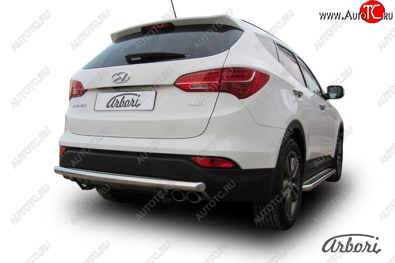 13 769 р. Защита заднего бампера Arbori (нержавейка, 1 труба d57 mm).  Hyundai Santa Fe  DM (2012-2016) дорестайлинг  с доставкой в г. Кемерово