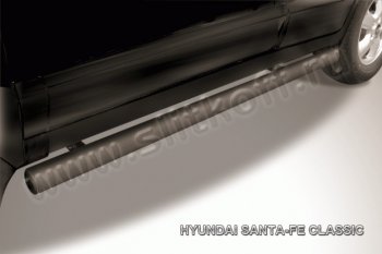 Защита порогов из трубы d76 Slitkoff Hyundai Santa Fe  SM (2000-2012)