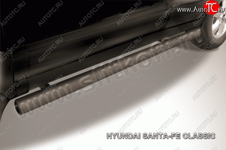 10 599 р. Защита порогов из трубы d76 Slitkoff  Hyundai Santa Fe  SM (2000-2012) (Цвет: серебристый)  с доставкой в г. Кемерово