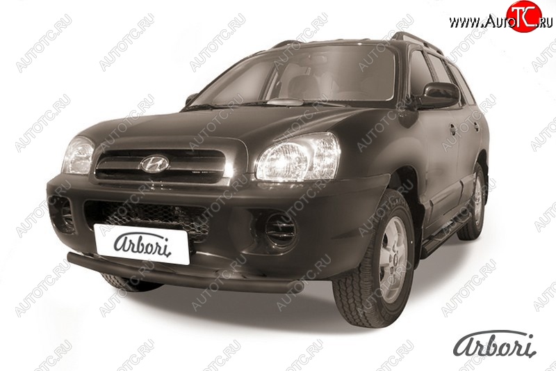 5 669 р. Защита переднего бампера Arbori (черная, 1 труба d57 mm). Hyundai Santa Fe SM (2000-2012)  с доставкой в г. Кемерово