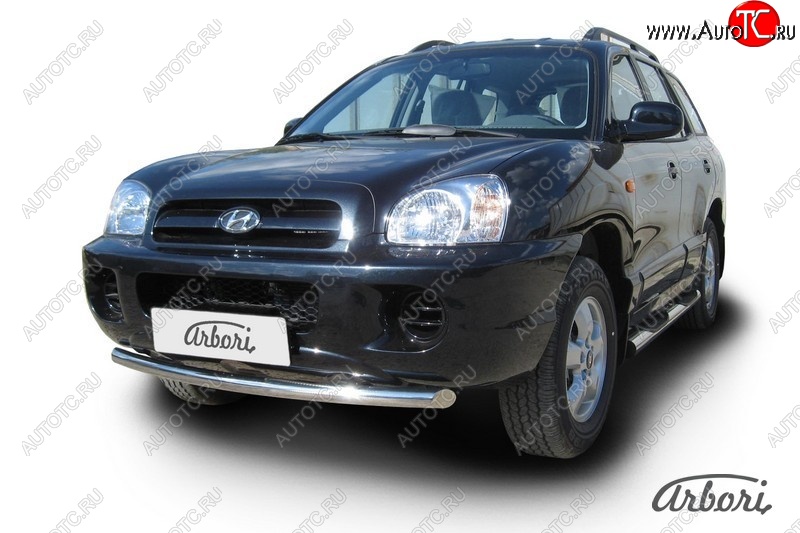 10 709 р. Защита переднего бампера Arbori (нержавейка, 1 труба d57 mm). Hyundai Santa Fe SM (2000-2012)  с доставкой в г. Кемерово