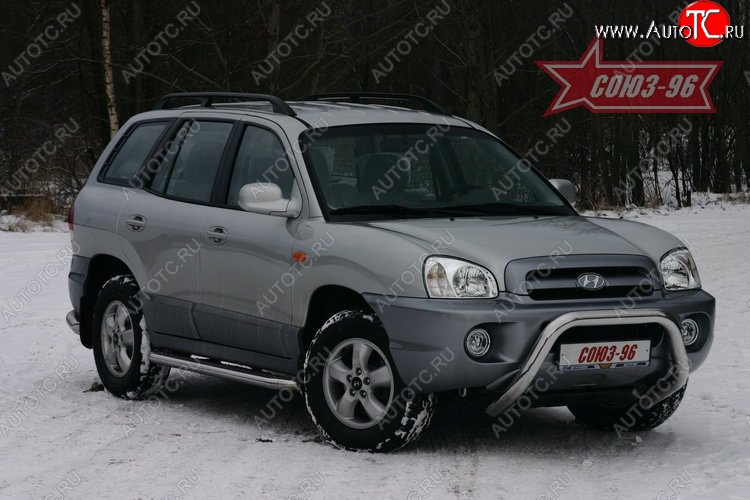 17 684 р. Защита переднего бампера Souz-96 (d76) Hyundai Santa Fe SM (2000-2012)  с доставкой в г. Кемерово