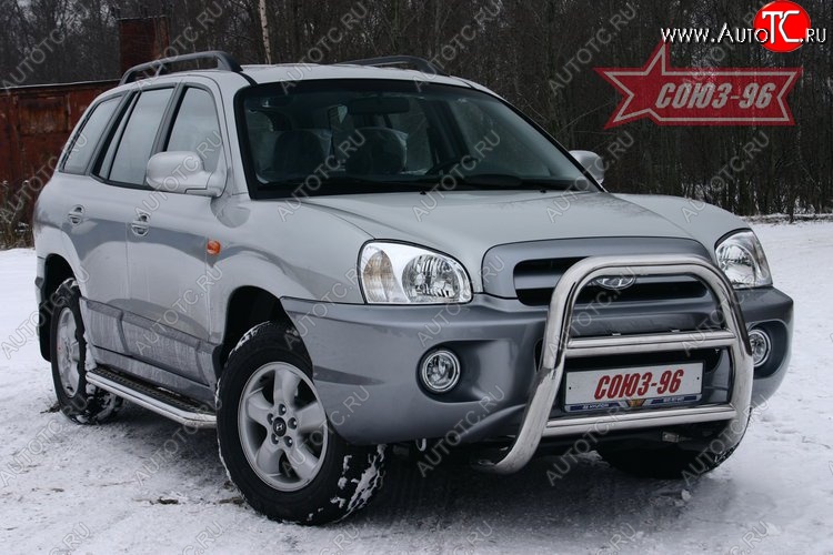 17 369 р. Защита переднего бампера Souz-96 (d76) Hyundai Santa Fe SM (2000-2012)  с доставкой в г. Кемерово