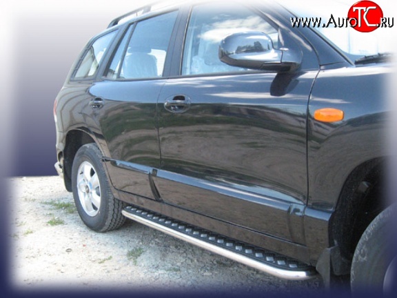 16 999 р. Широкая защита порогов с трубой диаметром 42 мм Slitkoff Hyundai Santa Fe SM (2000-2012)  с доставкой в г. Кемерово