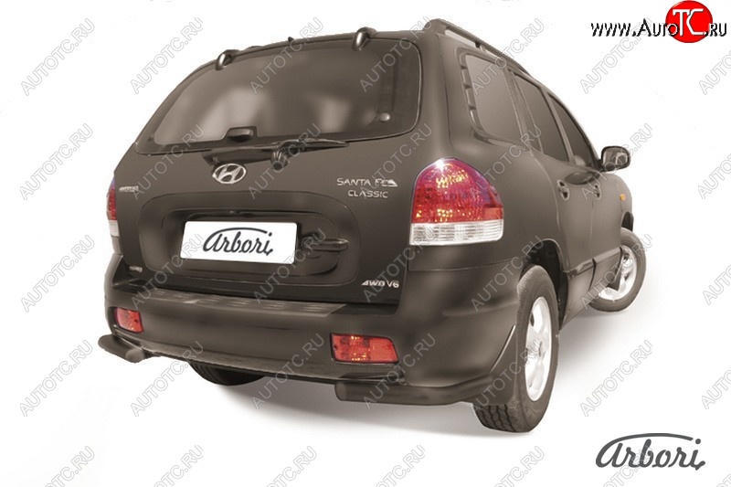 5 399 р. Защита заднего бампера Arbori (уголки, черная, 1 труба d57 mm). Hyundai Santa Fe SM (2000-2012)  с доставкой в г. Кемерово