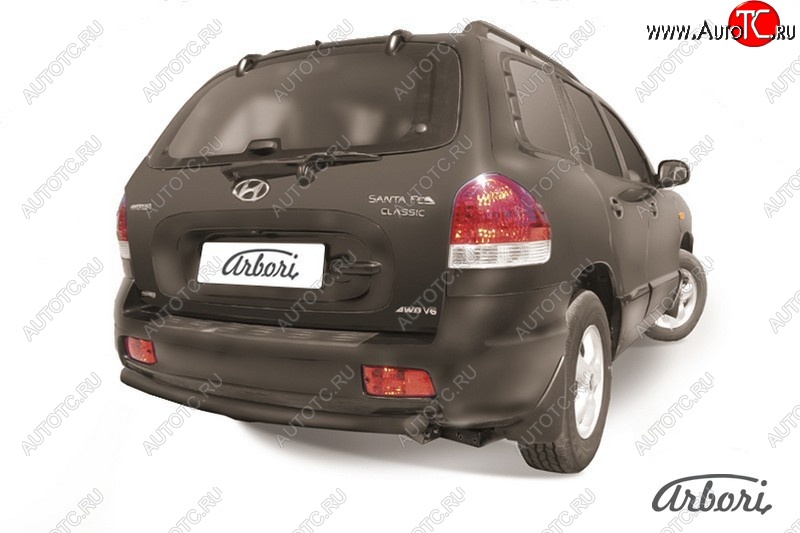 5 399 р. Защита заднего бампера Arbori (черная, 1 труба d57 mm). Hyundai Santa Fe SM (2000-2012)  с доставкой в г. Кемерово