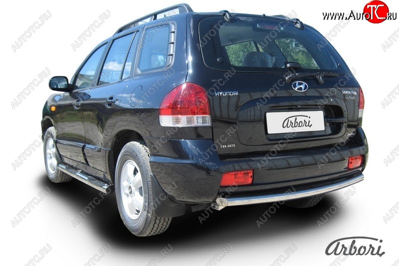 6 389 р. Защита заднего бампера Arbori (нержавейка, 1 труба d57 mm). Hyundai Santa Fe SM (2000-2012)  с доставкой в г. Кемерово