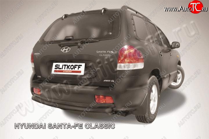 4 549 р. Защита заднего бампера из трубы d57 Slitkoff (дуга)  Hyundai Santa Fe  SM (2000-2012) (Цвет: серебристый)  с доставкой в г. Кемерово