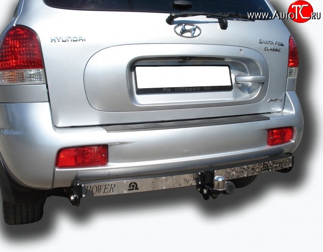 8 099 р. Фаркоп Лидер Плюс (с нержавеющей пластиной) Hyundai Santa Fe SM (2000-2012) (Без электропакета)  с доставкой в г. Кемерово