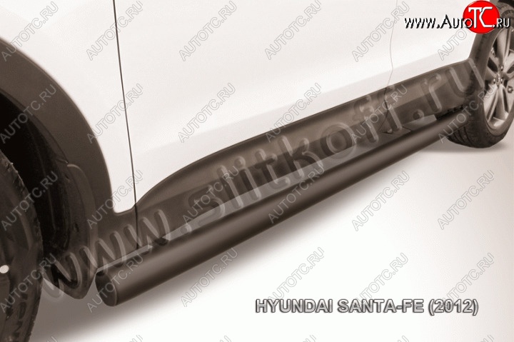 12 399 р. Защита порогов из трубы d76 Slitkoff  Hyundai Santa Fe  DM (2012-2016) дорестайлинг (Цвет: серебристый)  с доставкой в г. Кемерово