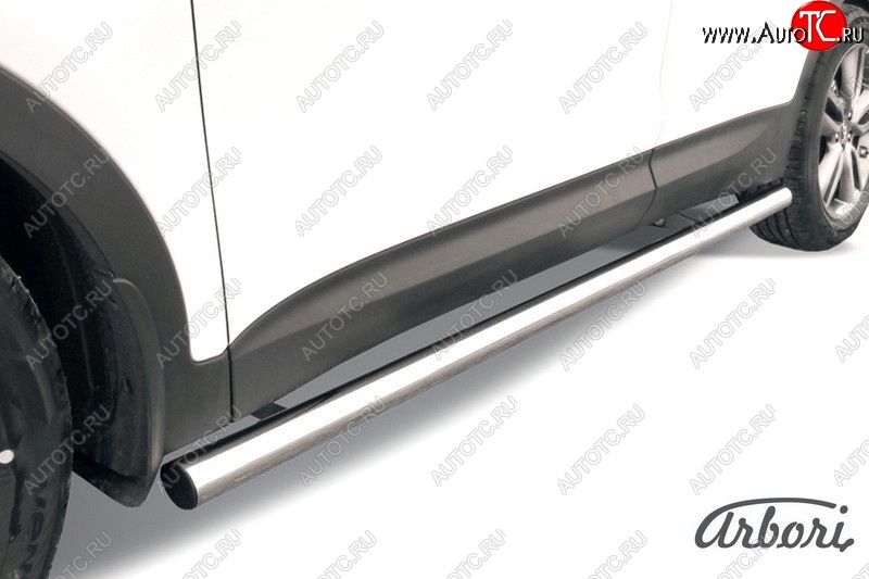 15 839 р. Защита штатных порогов Arbori (нержавейка, d57 mm). Hyundai Santa Fe DM дорестайлинг (2012-2016)  с доставкой в г. Кемерово