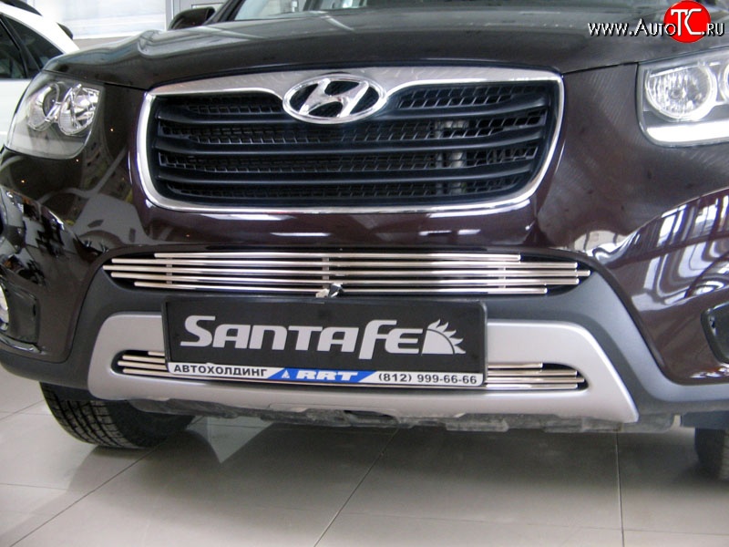 5 849 р. Верхняя декоративная вставка воздухозаборника Berkut Hyundai Santa Fe CM рестайлинг (2009-2012)  с доставкой в г. Кемерово