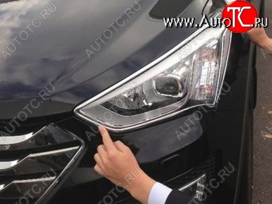 4 199 р. Накладки на фары СТ v2 Hyundai Santa Fe DM дорестайлинг (2012-2016) (Неокрашенные)  с доставкой в г. Кемерово