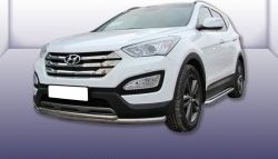 Двойная защита переднего бампера из двух труб диаметром 57 и 42 мм Slitkoff Hyundai Santa Fe  DM (2012-2016) дорестайлинг