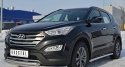 18 699 р. Защита переднего бампера (2 трубыØ63 мм, нержавейка) SLITKOFF  Hyundai Santa Fe  DM (2012-2016) дорестайлинг  с доставкой в г. Кемерово. Увеличить фотографию 4