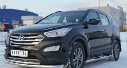 17 999 р. Защита переднего бампера (2 трубыØ76 и 42 мм, нержавейка) SLITKOFF  Hyundai Santa Fe  DM (2012-2016) дорестайлинг  с доставкой в г. Кемерово. Увеличить фотографию 4