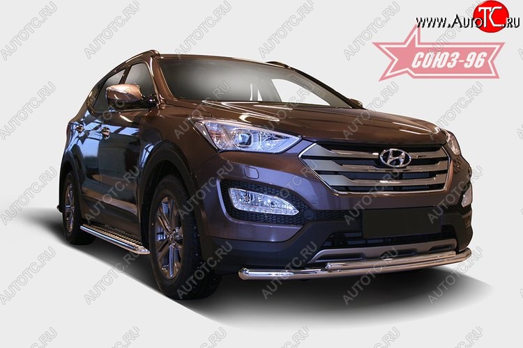 15 929 р. Защита переднего бампера двойная Souz-96 (d460/42)  Hyundai Santa Fe  DM (2012-2016) дорестайлинг  с доставкой в г. Кемерово