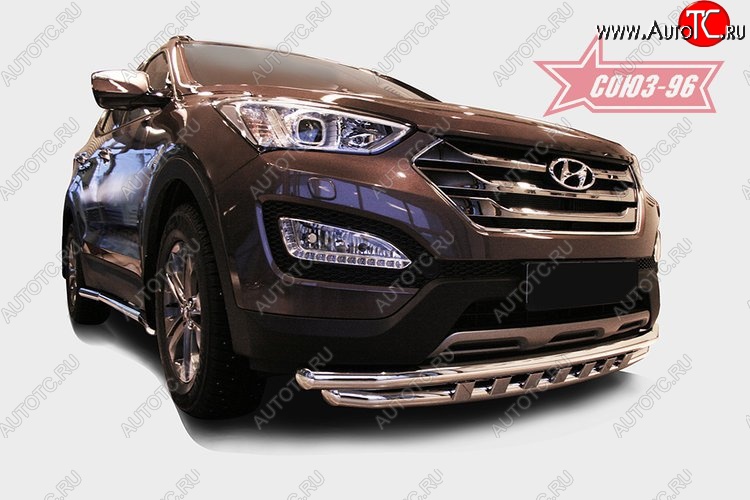 17 324 р. Защита переднего бампера двойная Souz-96 (d60/60)  Hyundai Santa Fe  DM (2012-2016) дорестайлинг  с доставкой в г. Кемерово