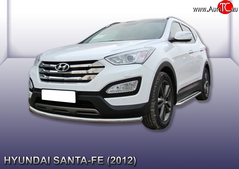 12 299 р. Одинарная защита переднего бампера из трубы диаметром 57 мм Slitkoff  Hyundai Santa Fe  DM (2012-2016) дорестайлинг (Нержавейка, Полированная)  с доставкой в г. Кемерово