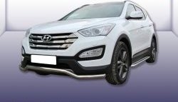 15 499 р. Фигурная защита переднего бампера диаметром 57 мм Slitkoff  Hyundai Santa Fe  DM (2012-2016) дорестайлинг (Нержавейка, Полированная)  с доставкой в г. Кемерово. Увеличить фотографию 1