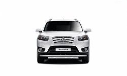 Одинарная защита переднего бампера диаметром 51 мм Petroil Tuning Hyundai Santa Fe  DM (2012-2016) дорестайлинг (Нержавеющая полированная сталь)