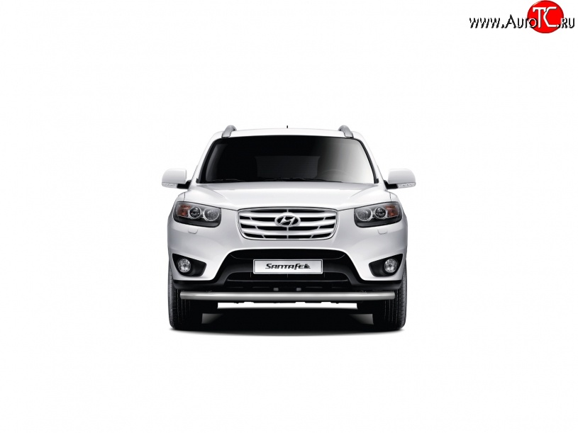 9 849 р. Одинарная защита переднего бампера диаметром 51 мм Petroil Tuning  Hyundai Santa Fe  DM (2012-2016) дорестайлинг (Нержавеющая полированная сталь)  с доставкой в г. Кемерово