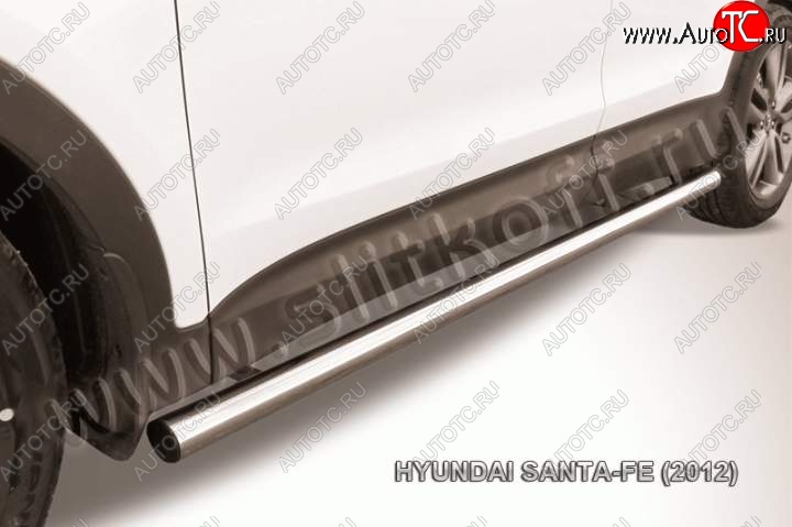 10 349 р. Защита порогов из трубы d57 Slitkoff Hyundai Santa Fe DM дорестайлинг (2012-2016) (Цвет: серебристый)  с доставкой в г. Кемерово